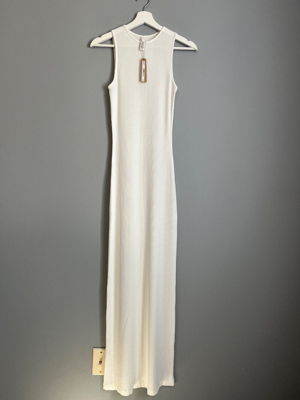 SKIMS NWT Fits Everybody Ivory Ribbed Tank Maxi Dress Sz S $78 Retail Bodycon